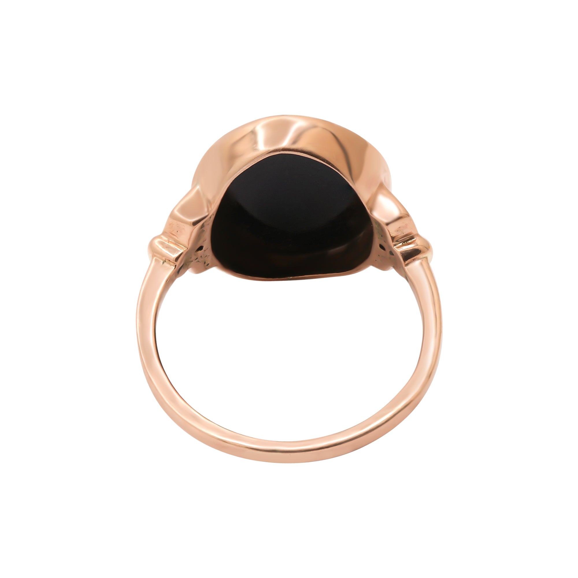 9k Rose Gold Black Onyx Oval Cut And Diamond Ring