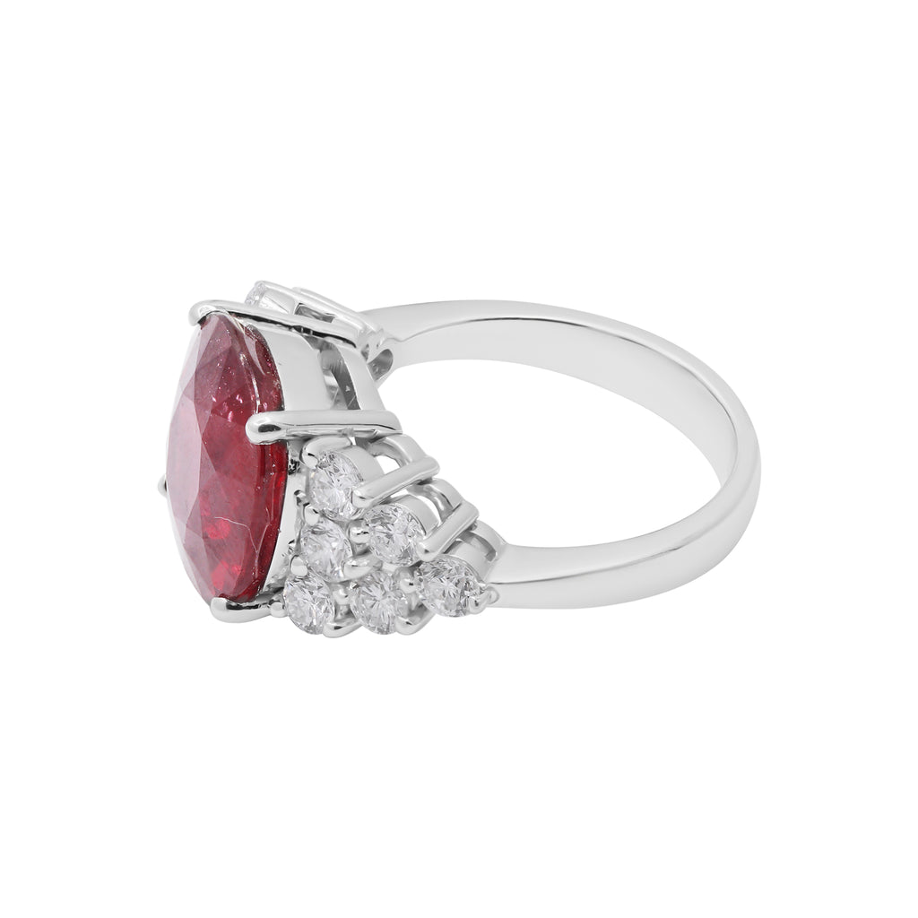 Beautiful 18k White Gold Natural Ruby And Diamond Ring