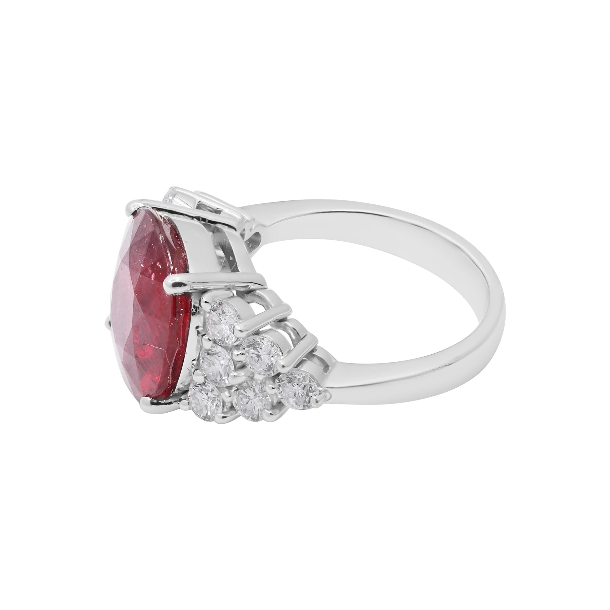 Beautiful 18k White Gold Natural Ruby And Diamond Ring