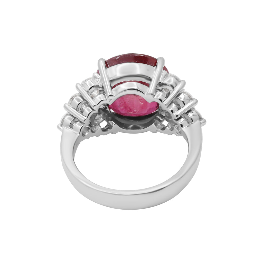 Beautiful 18k White Gold Natural Ruby And Diamond Ring