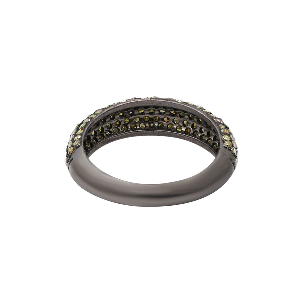 Natural Yellow Diamond Band 925 Sterling Silver Black Rhodium Ring