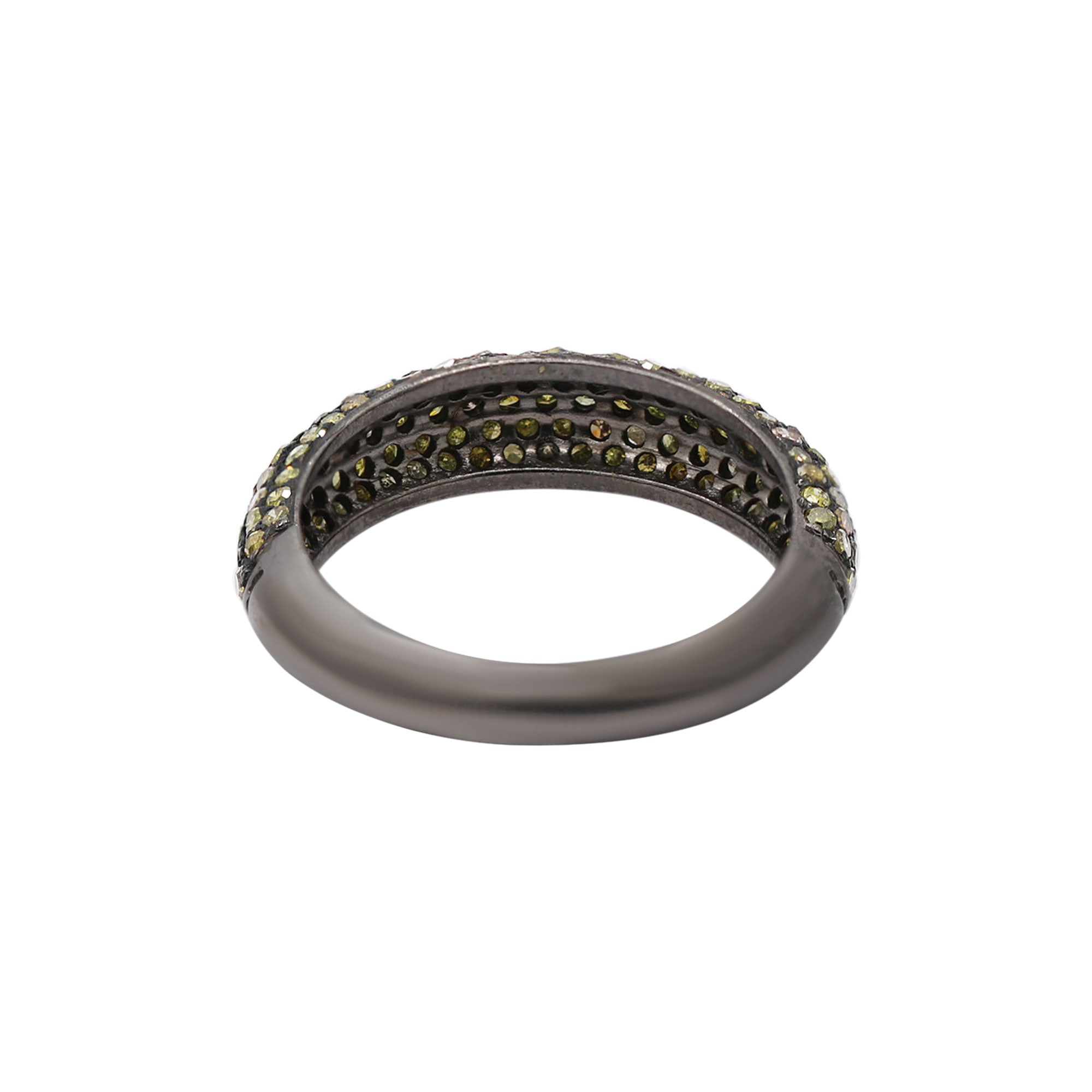 Natural Yellow Diamond Band 925 Sterling Silver Black Rhodium Ring