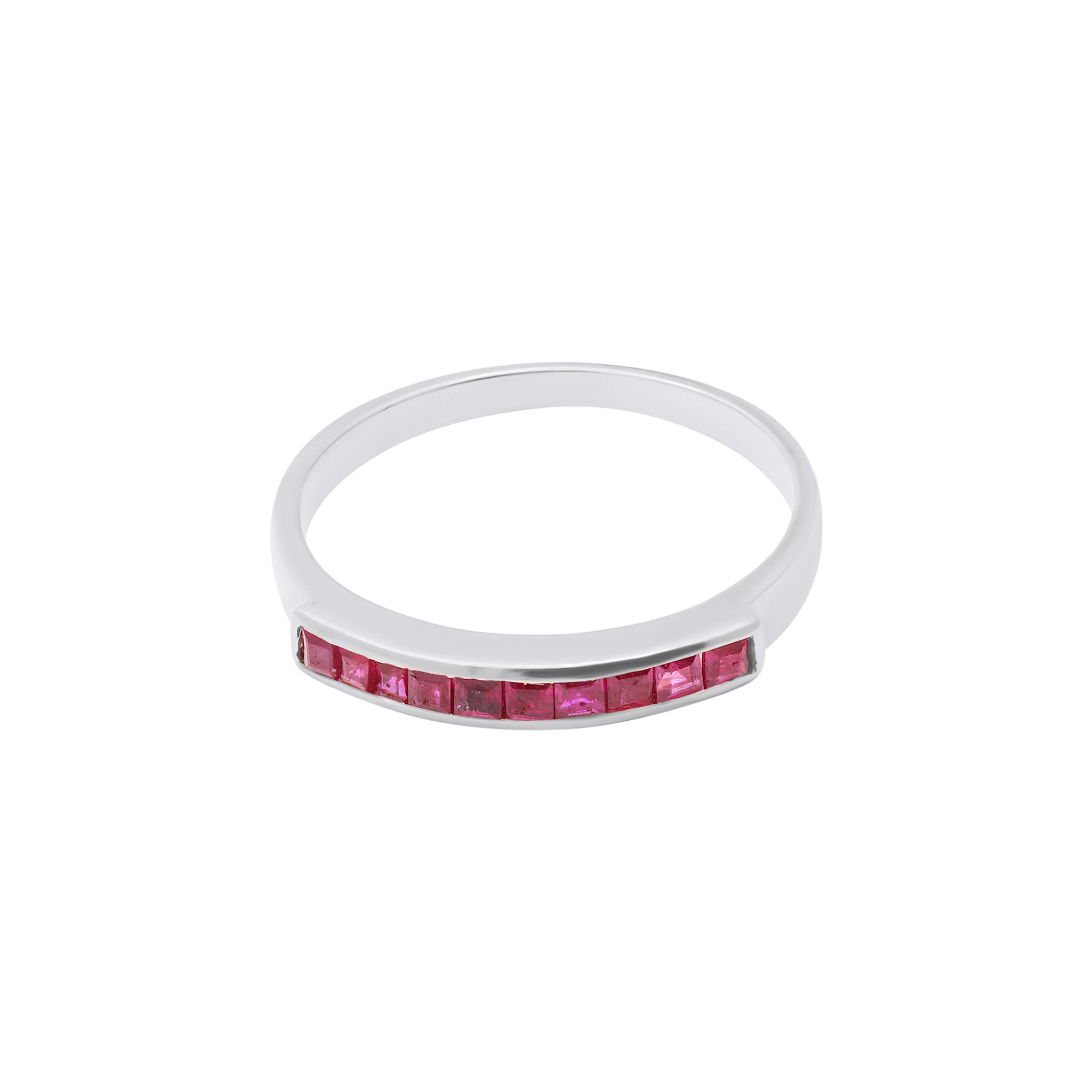 Natural Ruby Gold Band Ring In 18k Yellow Gold