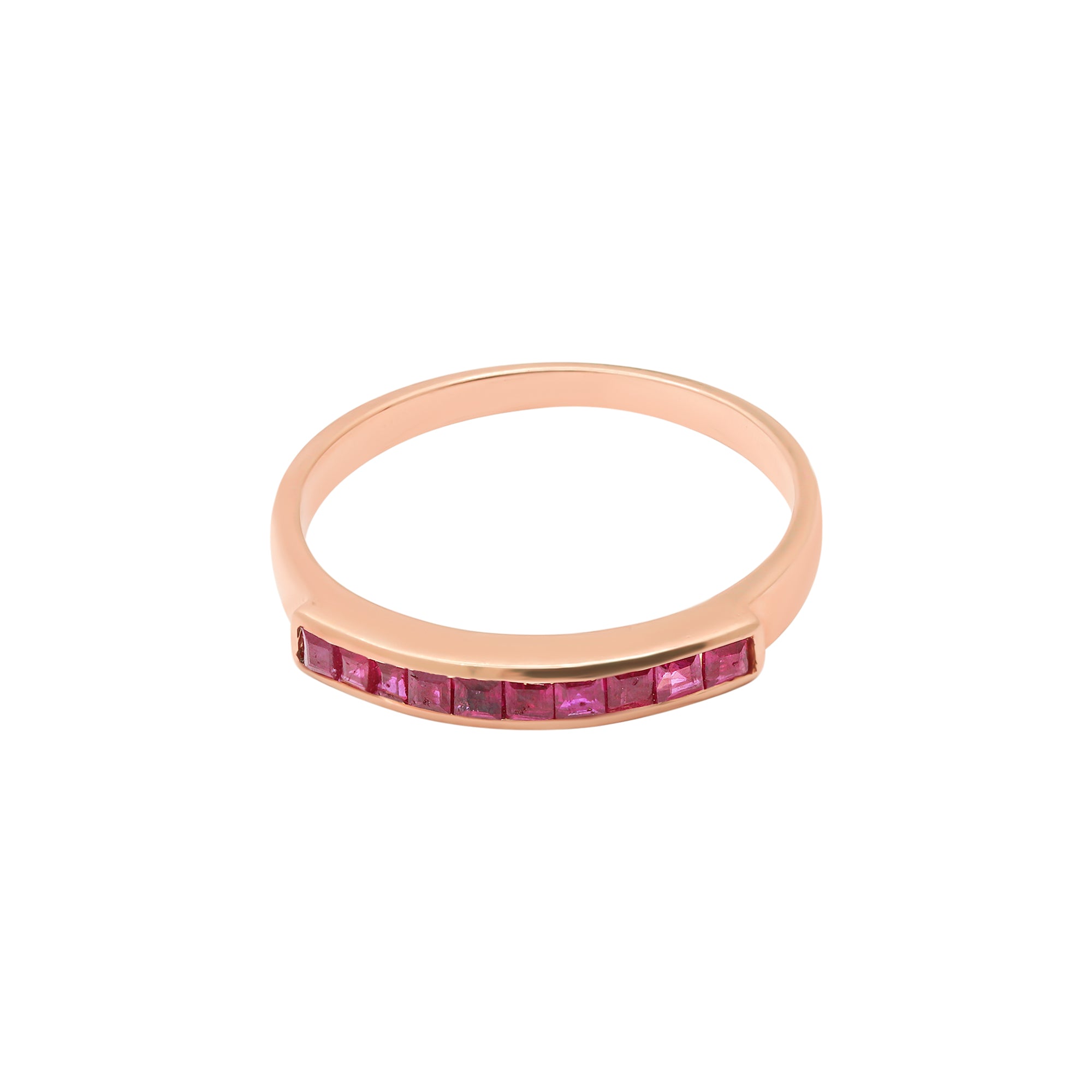 Natural Ruby Gold Band Ring In 18k Yellow Gold