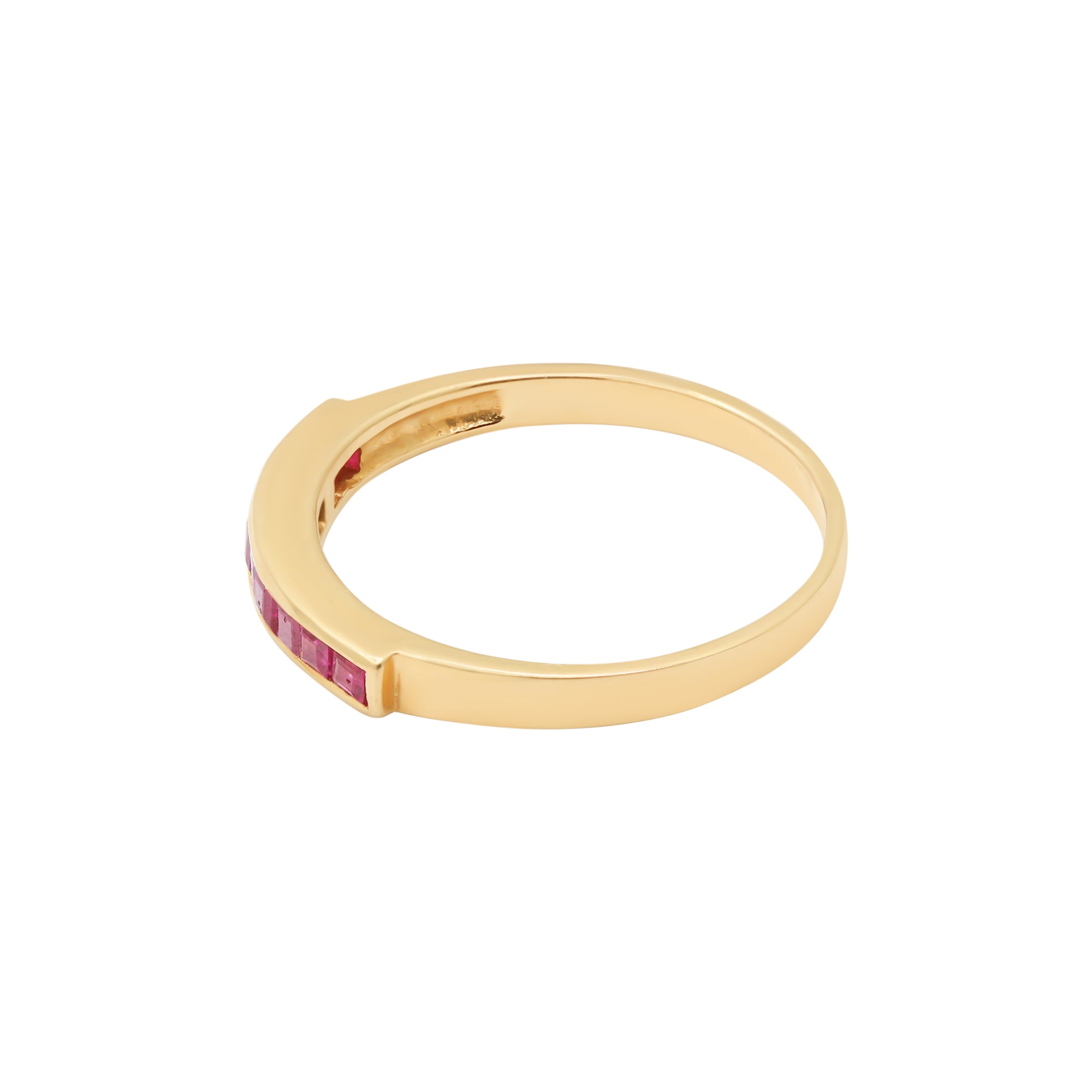 Natural Ruby Gold Band Ring In 18k Yellow Gold