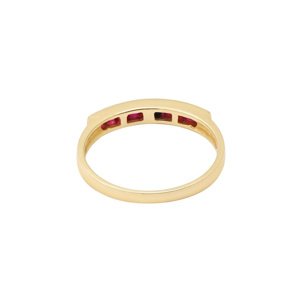 Natural Ruby Gold Band Ring In 18k Yellow Gold