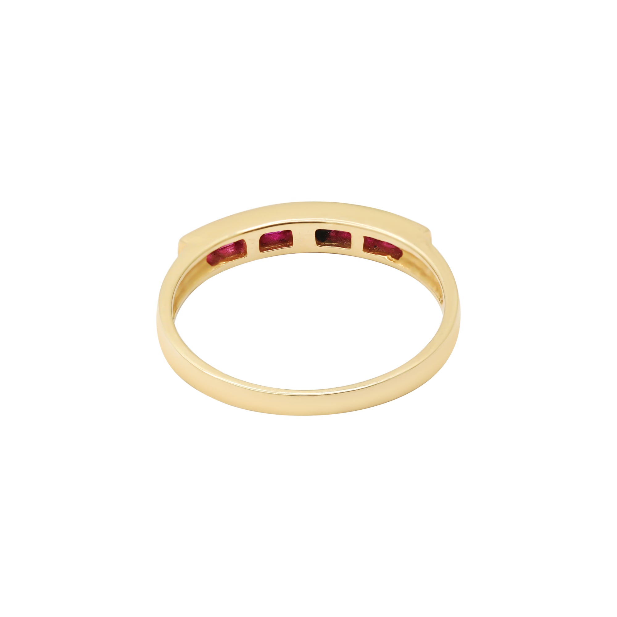 Natural Ruby Gold Band Ring In 18k Yellow Gold