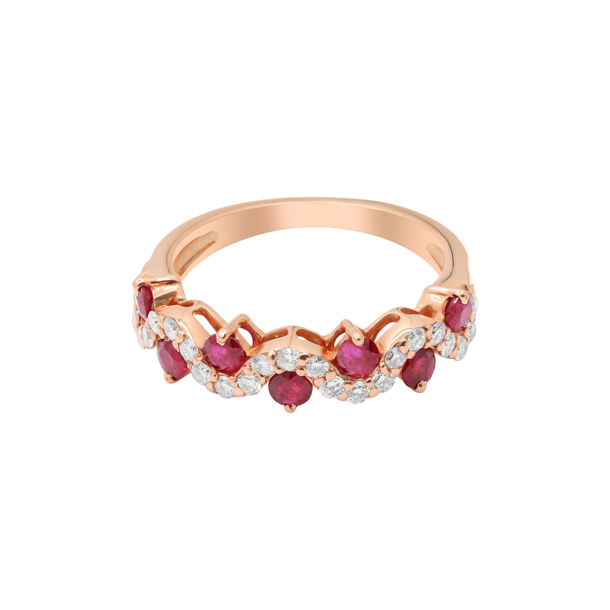 Natural Ruby With Diamond Gold Ring In 14k Yellow Gold