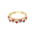 Natural Ruby With Diamond Gold Ring In 14k Yellow Gold