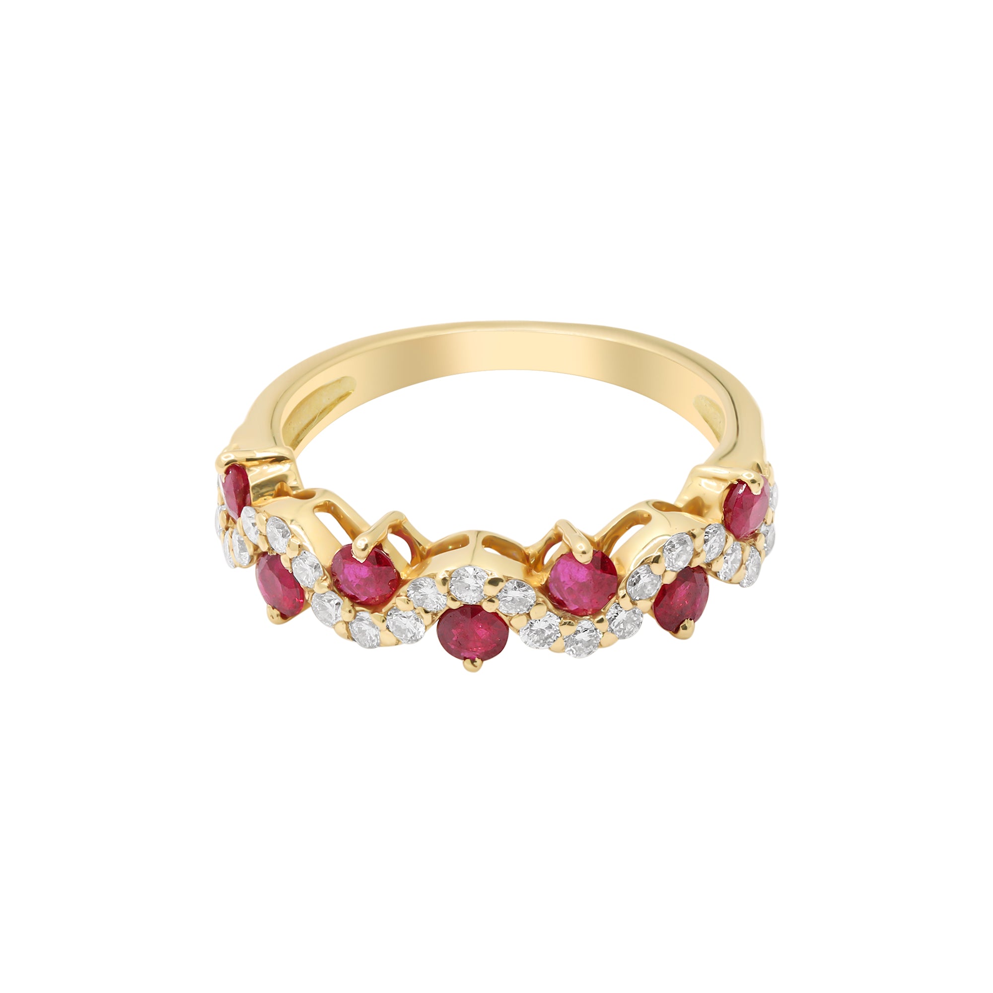 Natural Ruby With Diamond Gold Ring In 14k Yellow Gold