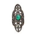 Natural Emerald And diamond 925 Sterling Silver Black Rhodium Ring