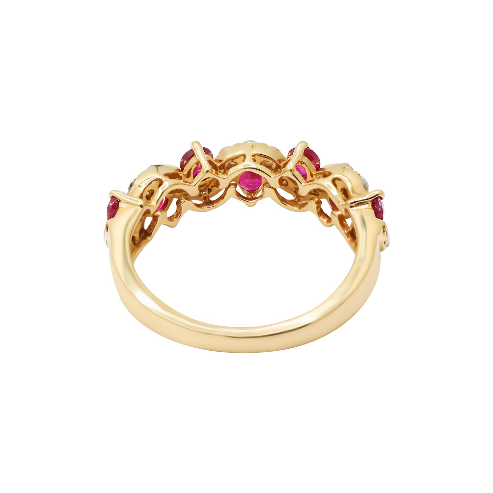 Natural Ruby With Diamond Gold Ring In 14k Yellow Gold