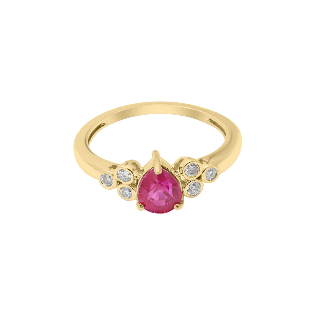 Natural Pear Shaped Ruby With Diamond Ring In 18k White Gold