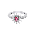 Natural Oval Cut Ruby With Diamond Gold Ring In 18k White Gold