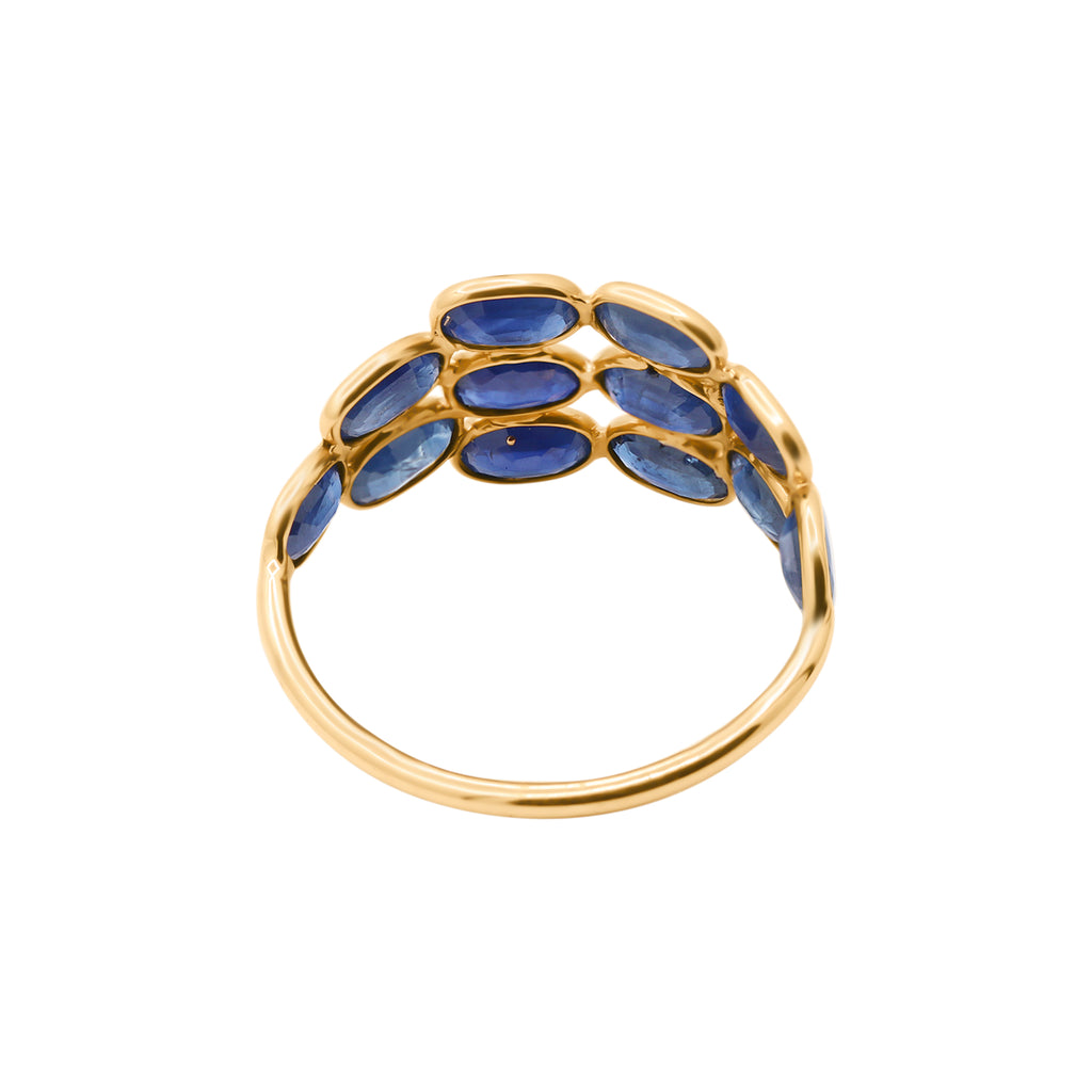 Natural Blue Sapphire Oval Cut Gemstone 18K Gold Ring