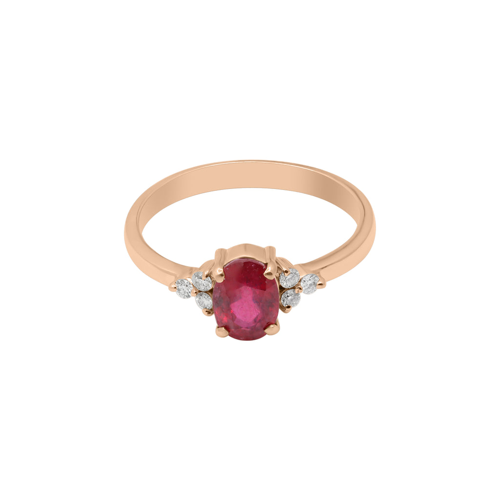 Natural Oval Ruby White Gold Ring In 14k White Gold