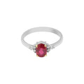 Natural Oval Ruby White Gold Ring In 14k White Gold