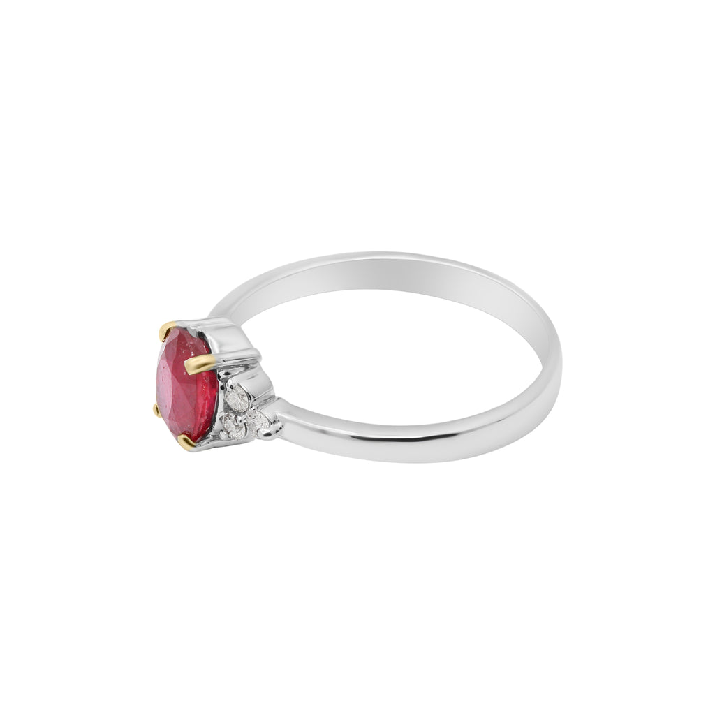 Natural Oval Ruby White Gold Ring In 14k White Gold