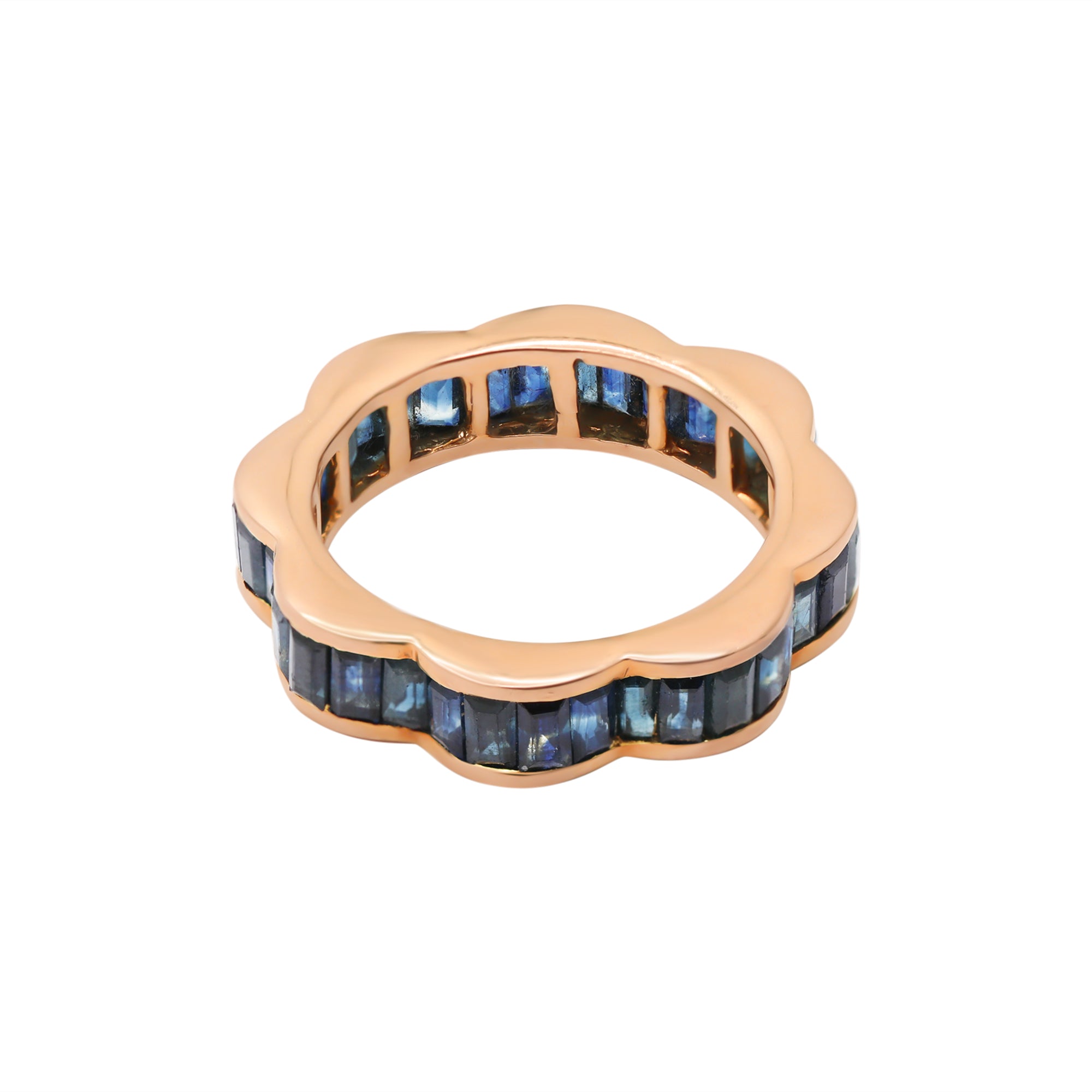 Natural Blue Sapphire 18k Yellow Gold Band Ring