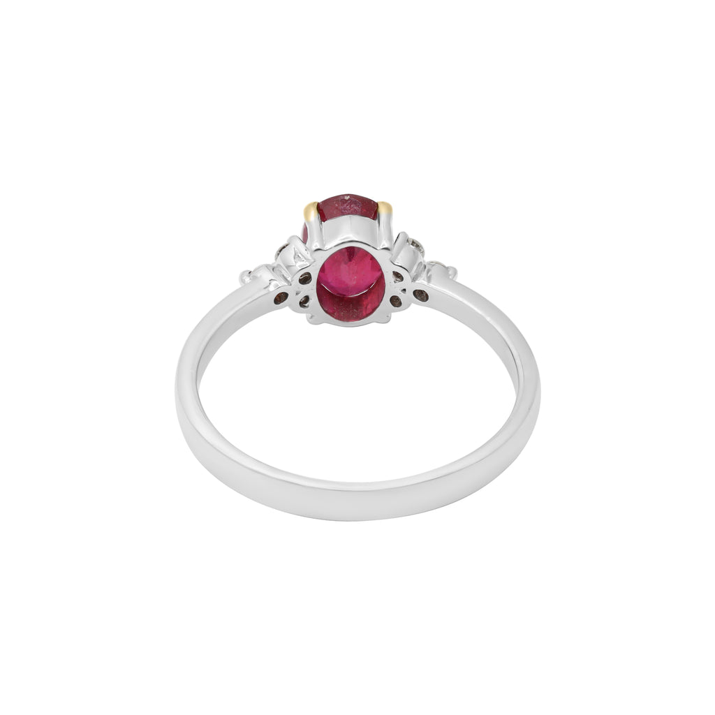 Natural Oval Ruby White Gold Ring In 14k White Gold