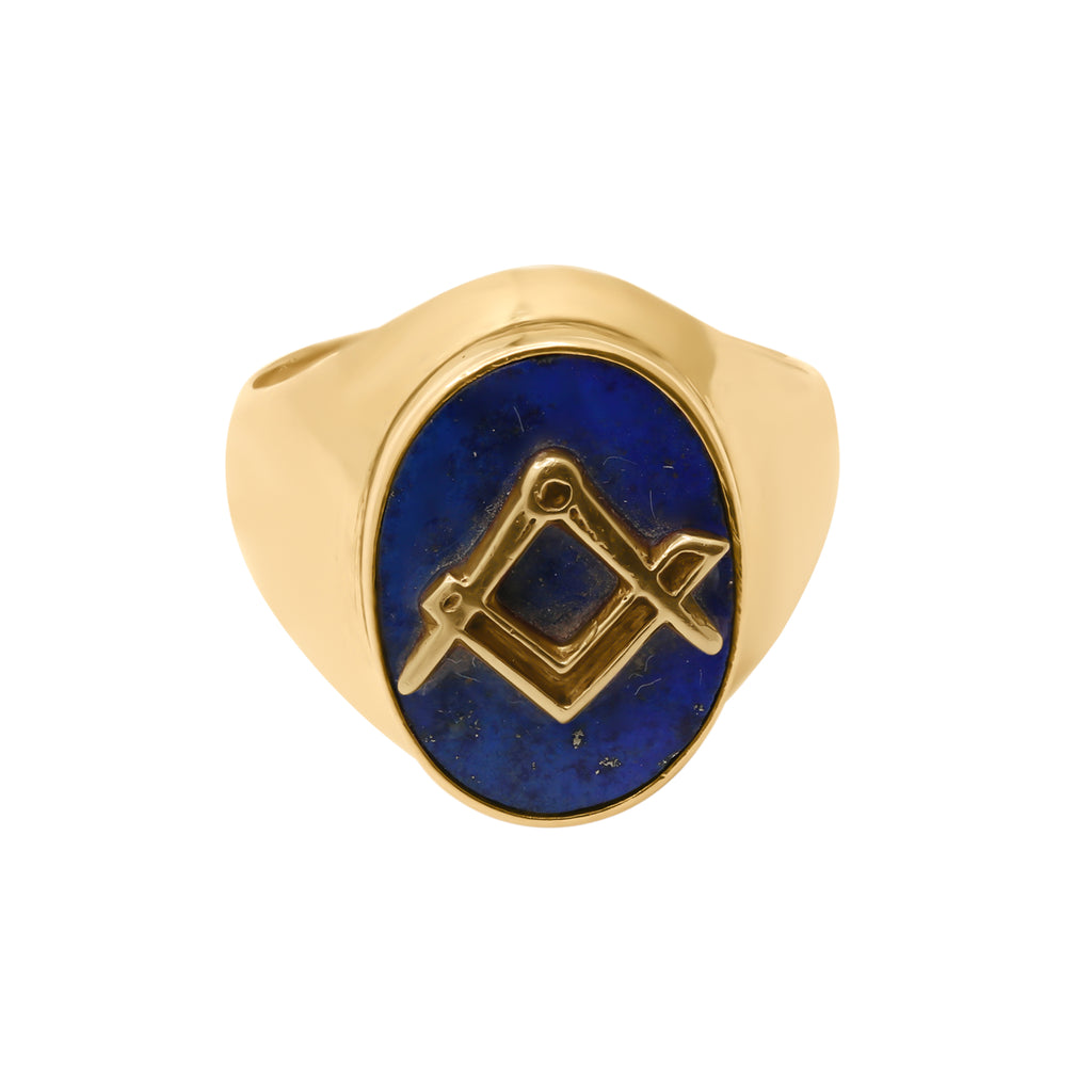 Natural Lapis Lazuli 18K Gold Ring Unisex Oval Cut Ring