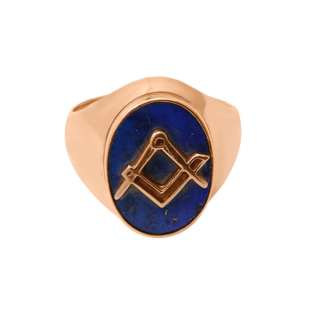 Natural Lapis Lazuli 18K Gold Ring Unisex Oval Cut Ring