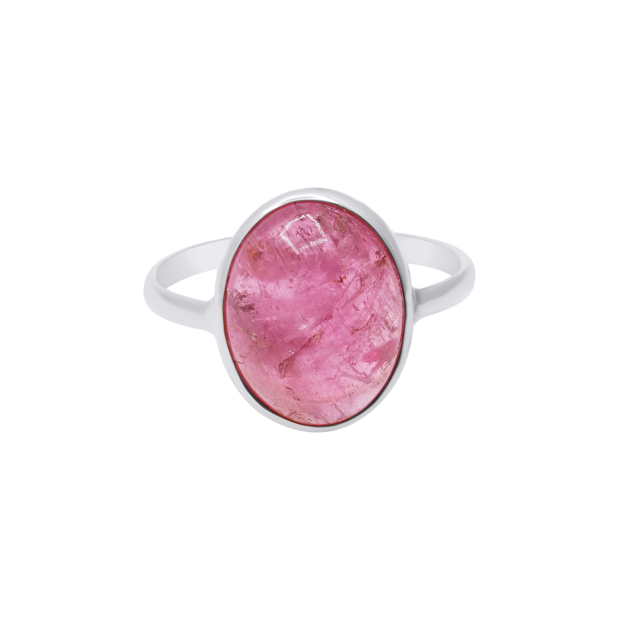 Natural Oval Cut Pink Tourmaline Yellow Gold Ring In 18k Yellow Gold