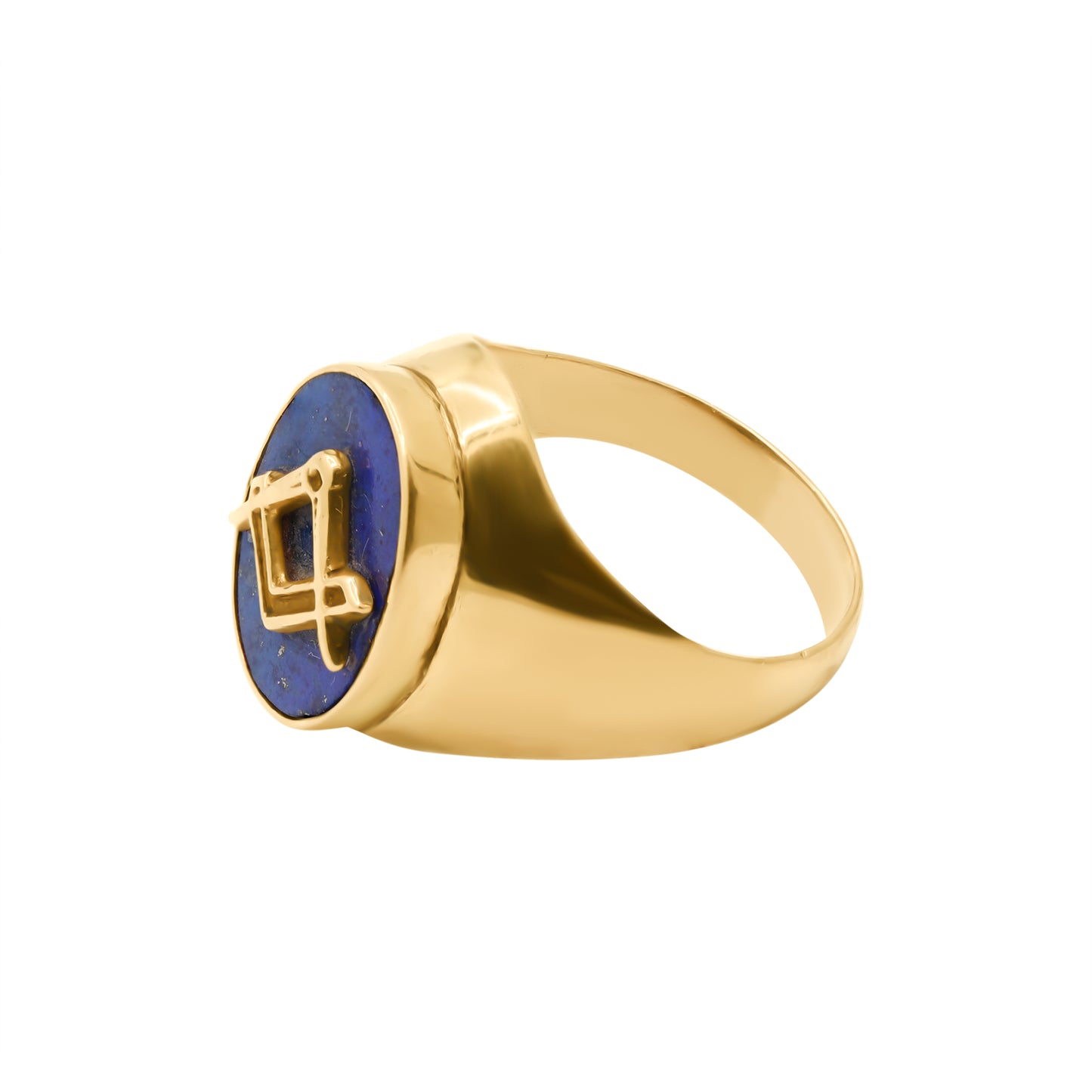 Natural Lapis Lazuli 18K Gold Ring Unisex Oval Cut Ring