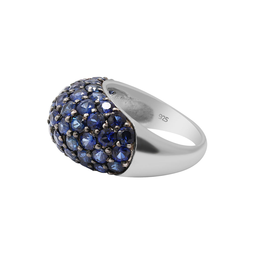 Designer Natural Blue Sapphire 925 Sterling Silver Ring For Women's And Girls