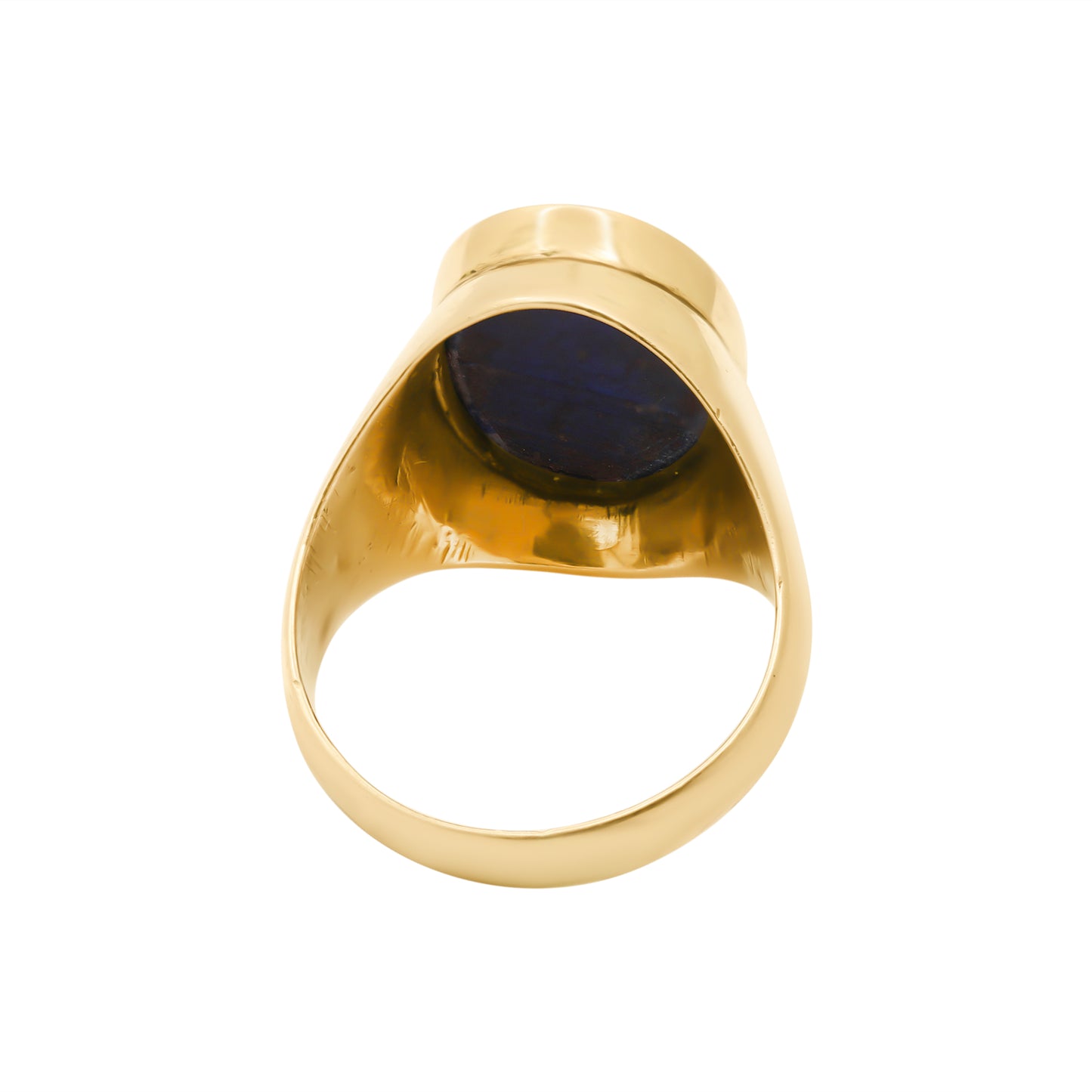 Natural Lapis Lazuli 18K Gold Ring Unisex Oval Cut Ring