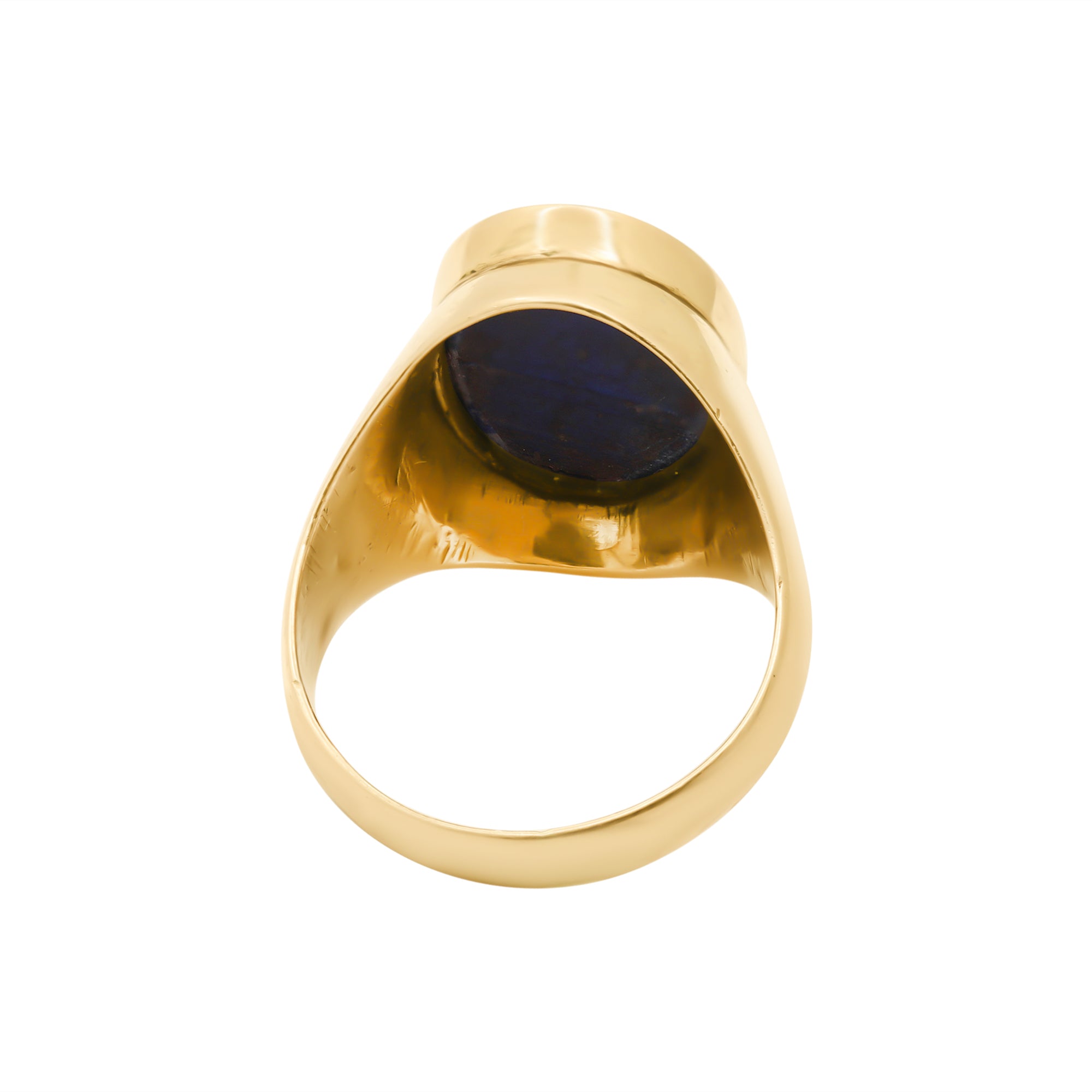 Natural Lapis Lazuli 18K Gold Ring Unisex Oval Cut Ring