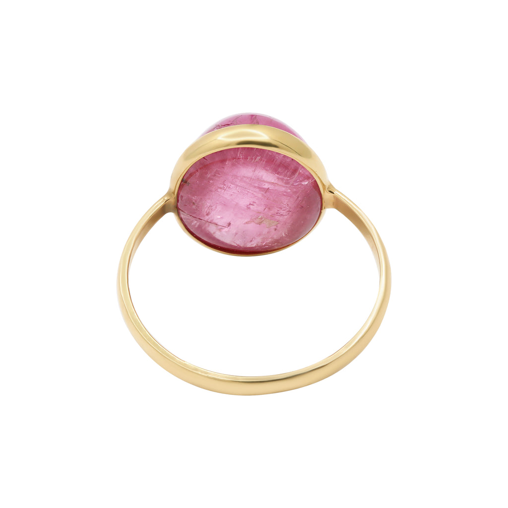 Natural Oval Cut Pink Tourmaline Yellow Gold Ring In 18k Yellow Gold