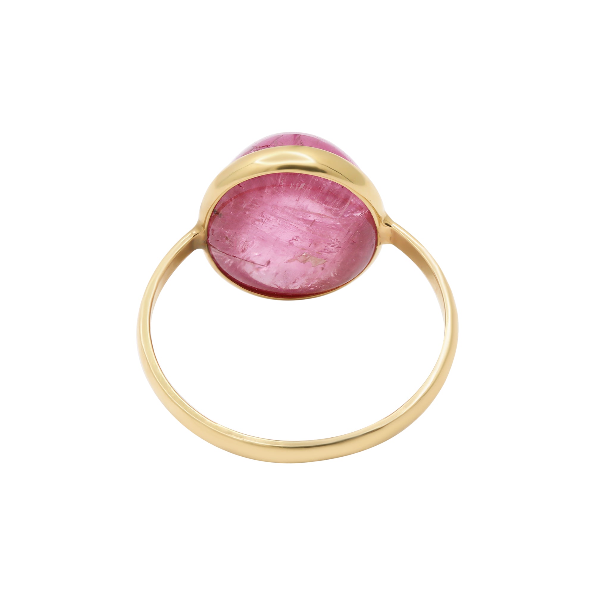 Natural Oval Cut Pink Tourmaline Yellow Gold Ring In 18k Yellow Gold