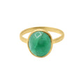 18K Yellow Gold Natural Oval Cut Emerald Unisex Gold Ring