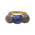 Natural Kyanite & Diamond 925 Sterling Silver Gold Plated Ring