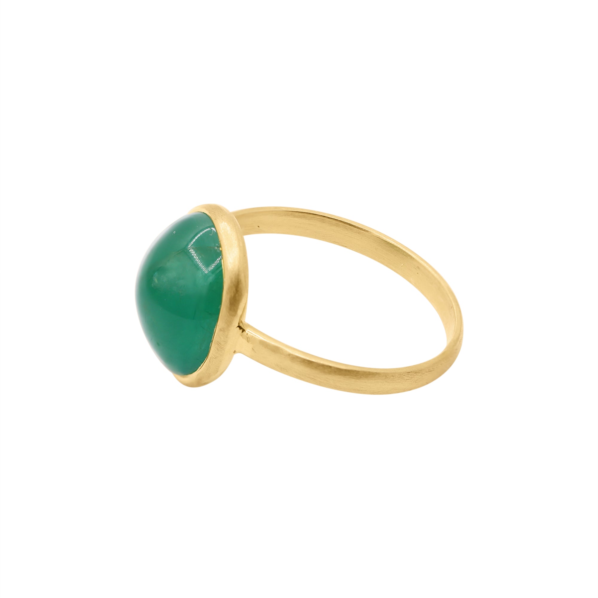 18K Yellow Gold Natural Oval Cut Emerald Unisex Gold Ring