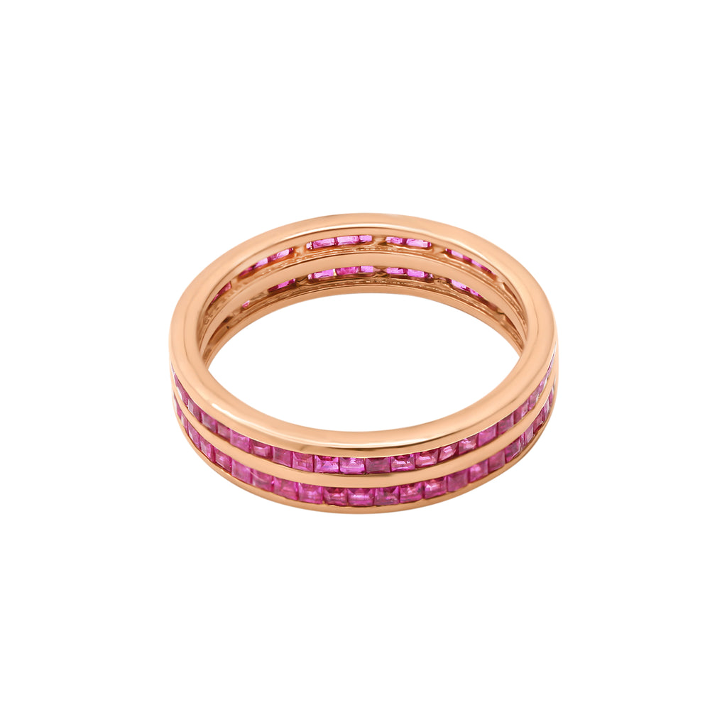 14k Yellow Gold Ruby Band Ring For Women's And Girls