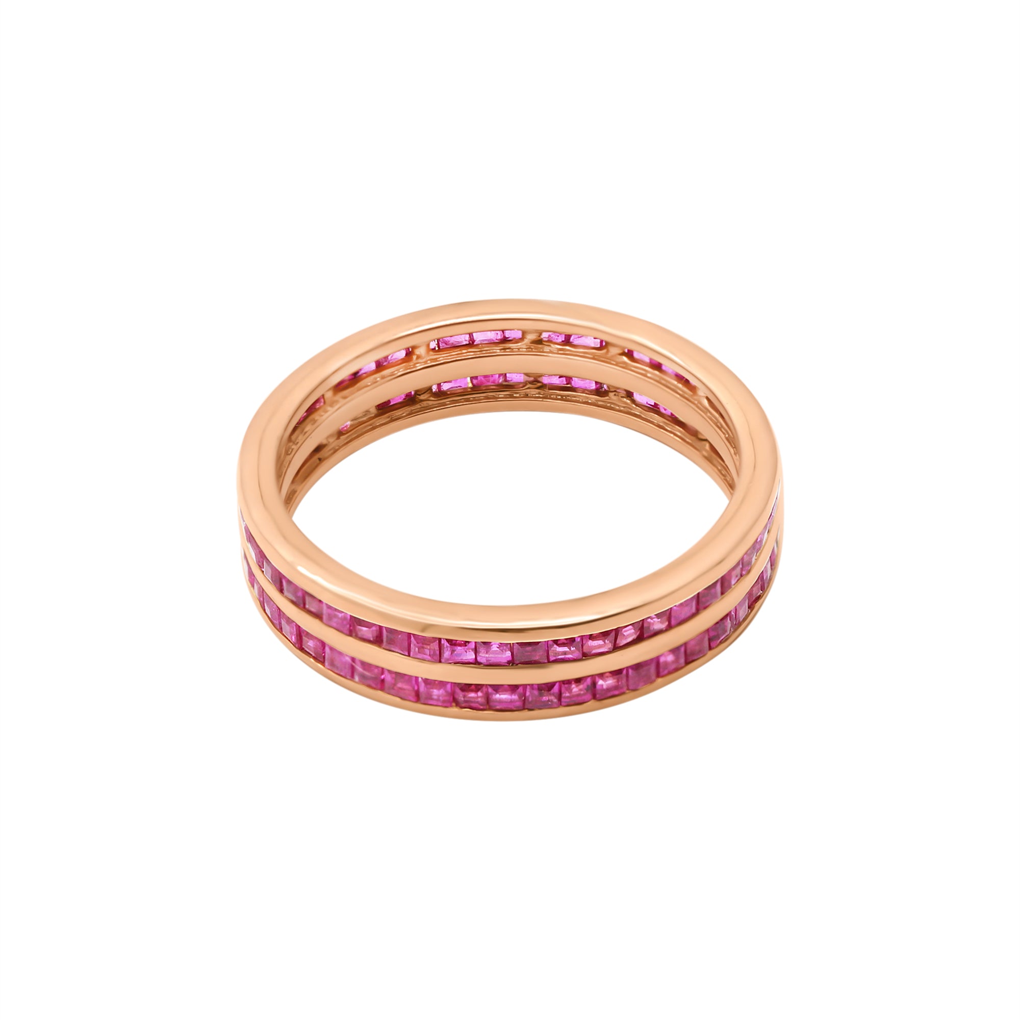 14k Yellow Gold Ruby Band Ring For Women's And Girls