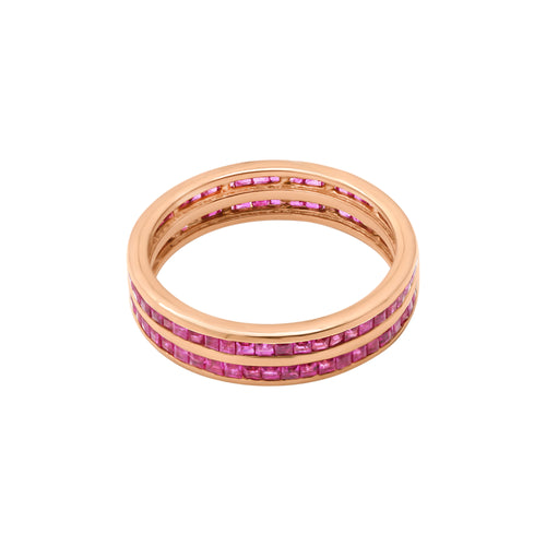14k Yellow Gold Ruby Band Ring For Women's And Girls