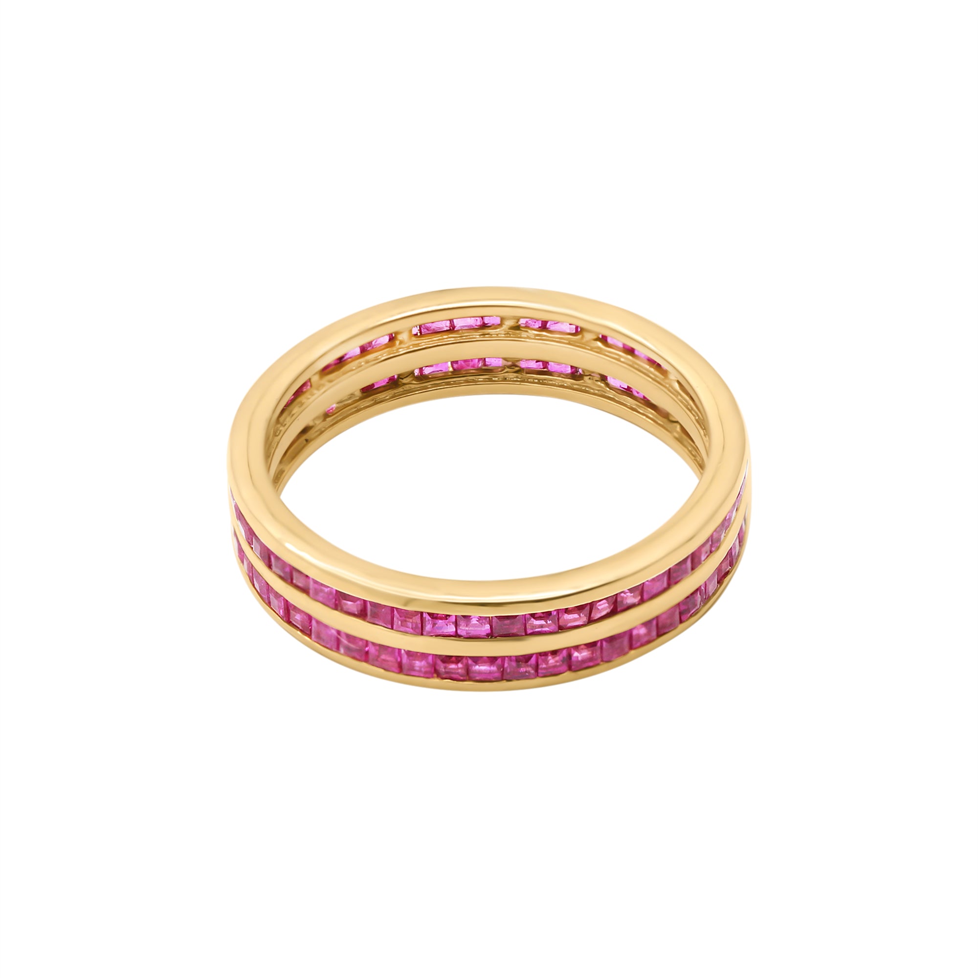 14k Yellow Gold Ruby Band Ring For Women's And Girls