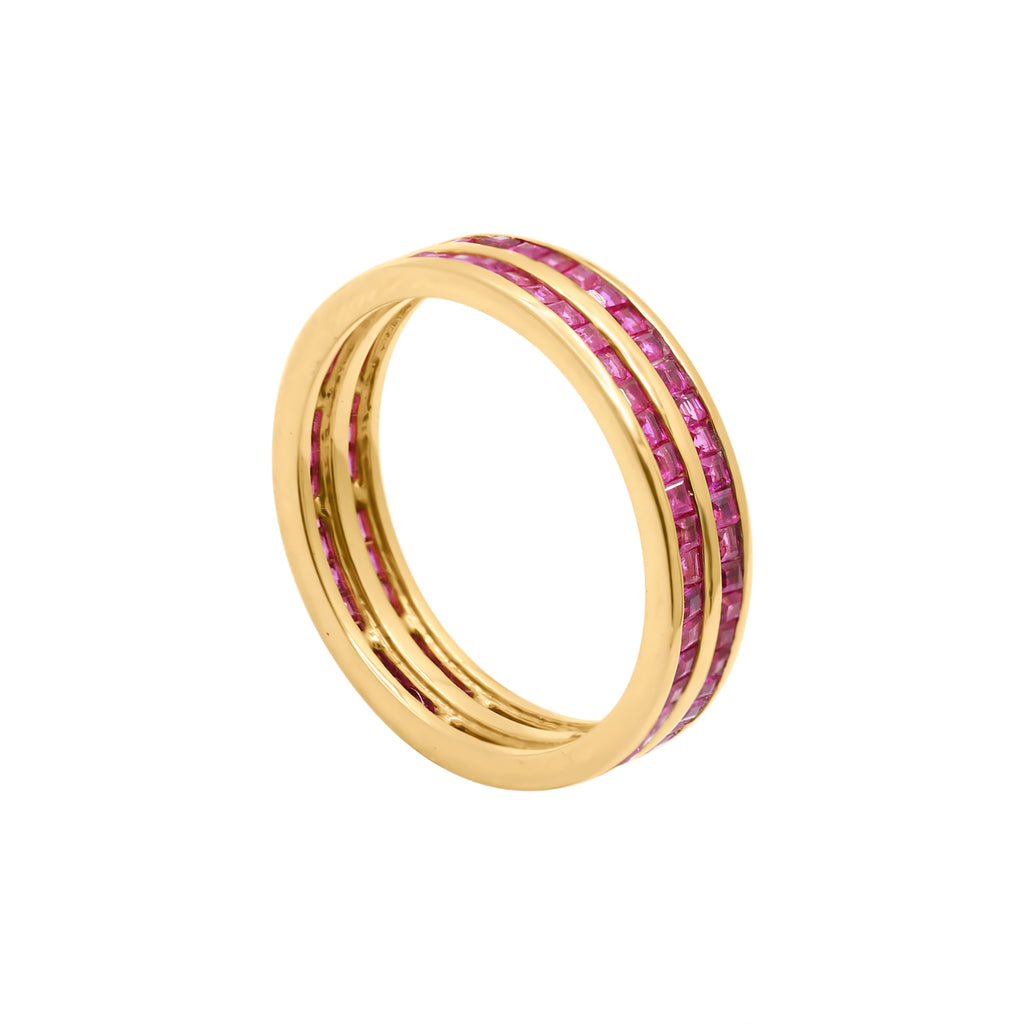 14k Yellow Gold Ruby Band Ring For Women's And Girls