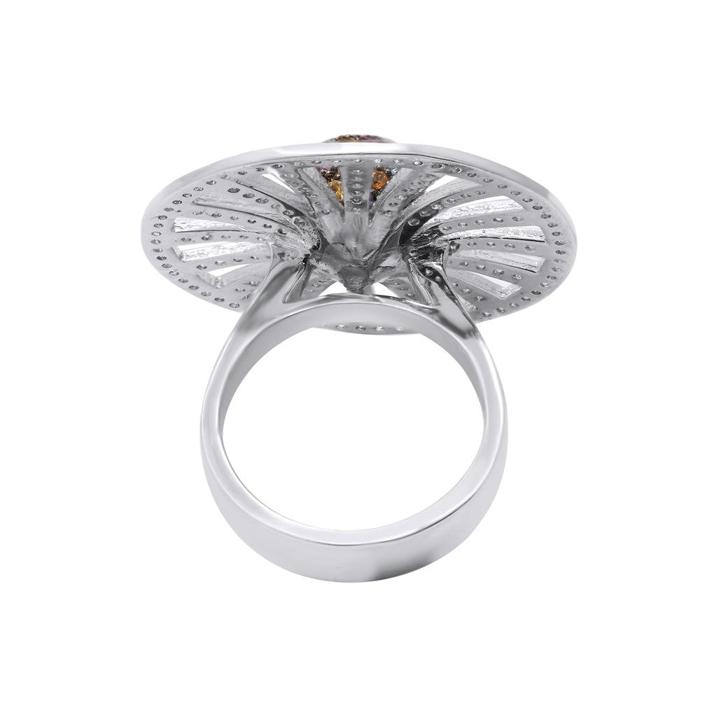 Multi-Sapphire & Diamond 18k White Gold Designer Ring