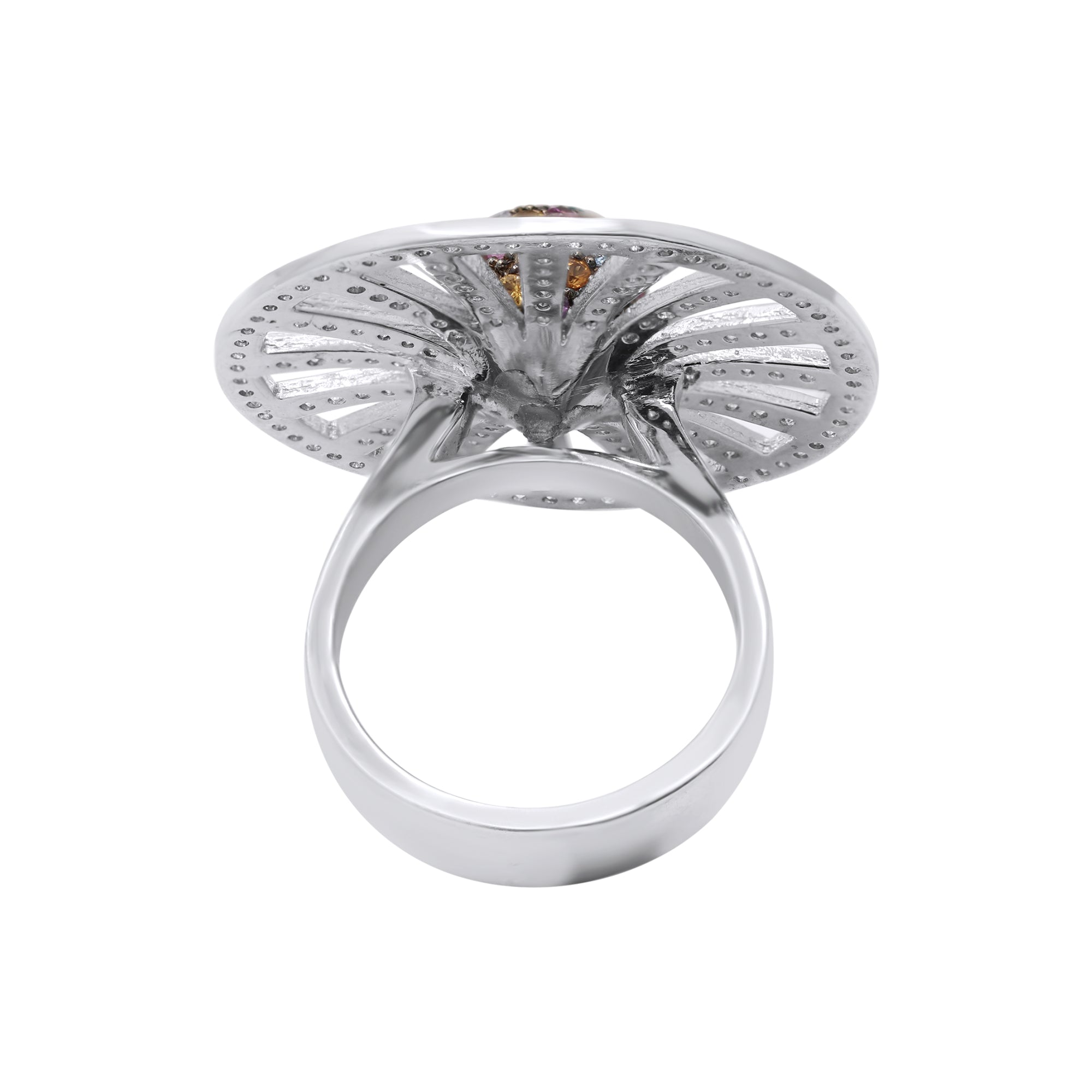 Multi-Sapphire & Diamond 18k White Gold Designer Ring