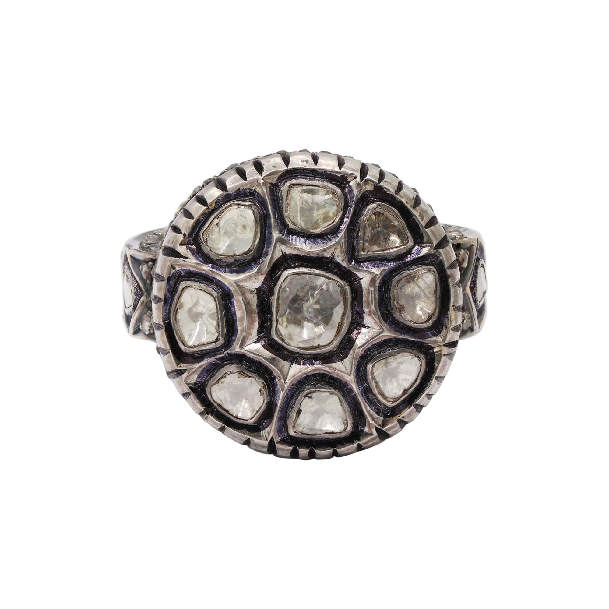 Beautiful Polki Diamond 925 Sterling Silver Gold Plated Ring