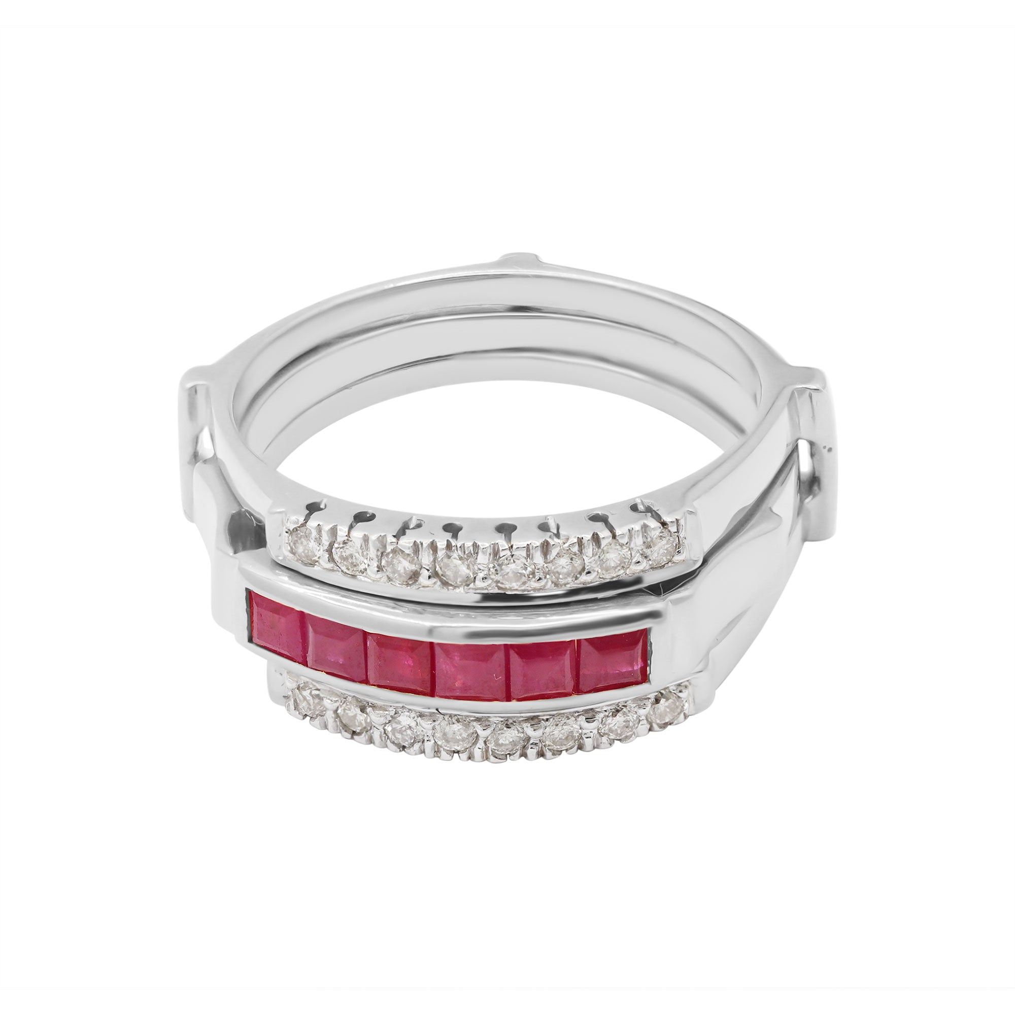 Natural Ruby With Diamond Ring In 14k Yellow Gold