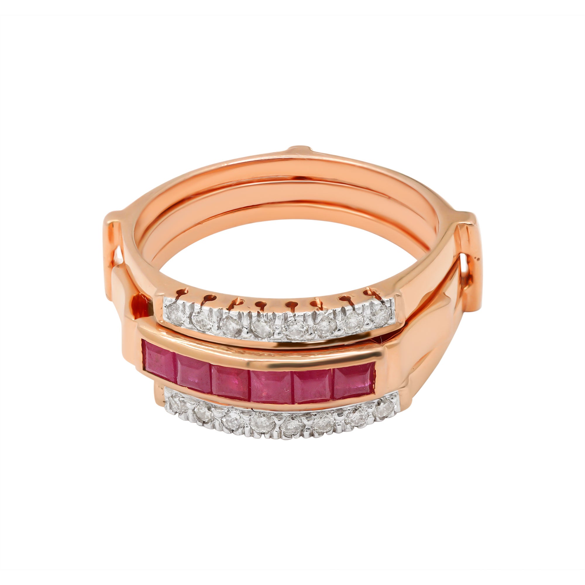 Natural Ruby With Diamond Ring In 14k Yellow Gold