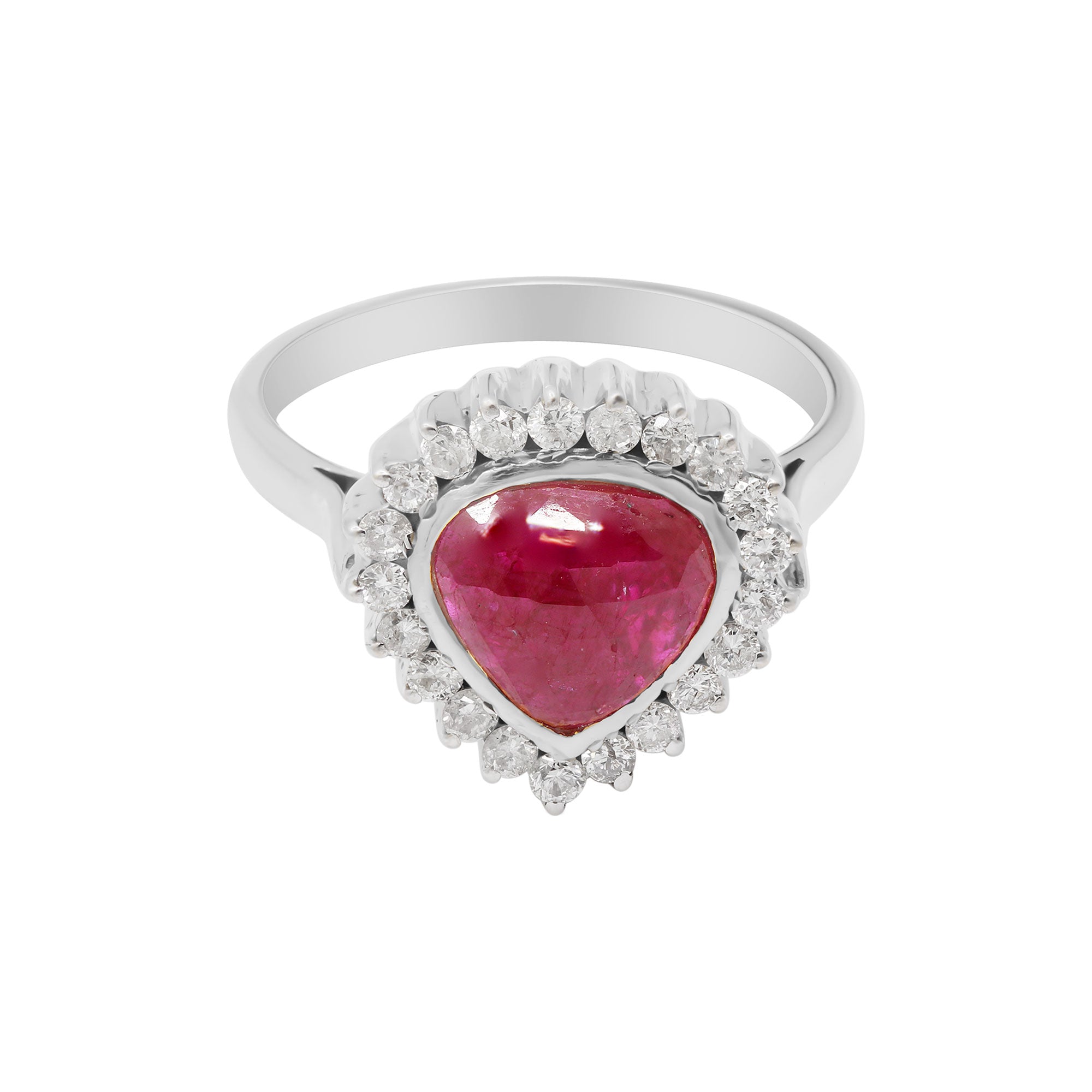 Natural Ruby With Diamond Gold Ring In 18k Yellow Gold