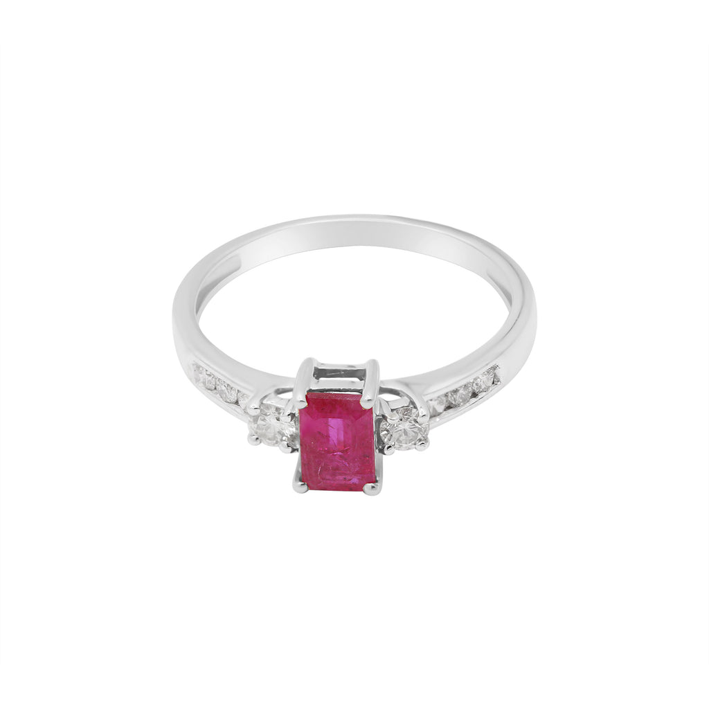 18k Yellow Gold Natural Ruby With Diamond Gold Ring