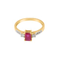 18k Yellow Gold Natural Ruby With Diamond Gold Ring