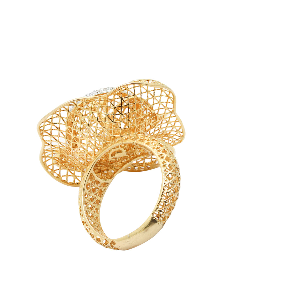 Designer Diamond Net Ring In 18k Gold Ring